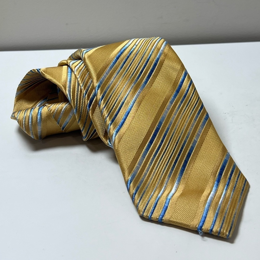 Robert Talbott Carmel Best of Class Gold and Blue Silk Striped Tie Lux